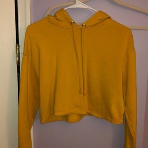 Mustard Yellow hoodie cropped long sleeve.